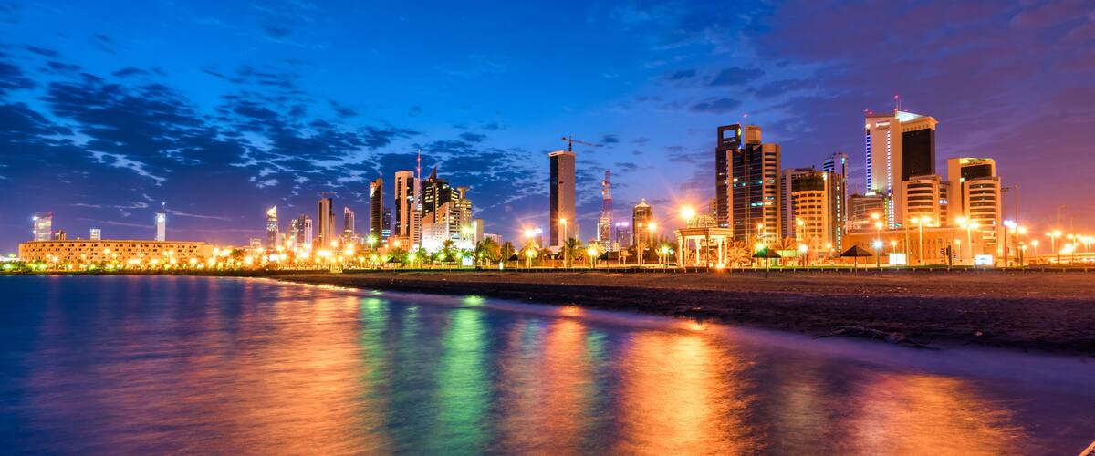 Beautiful shot of the Shuwaikh Beach Dreams Blue Hour