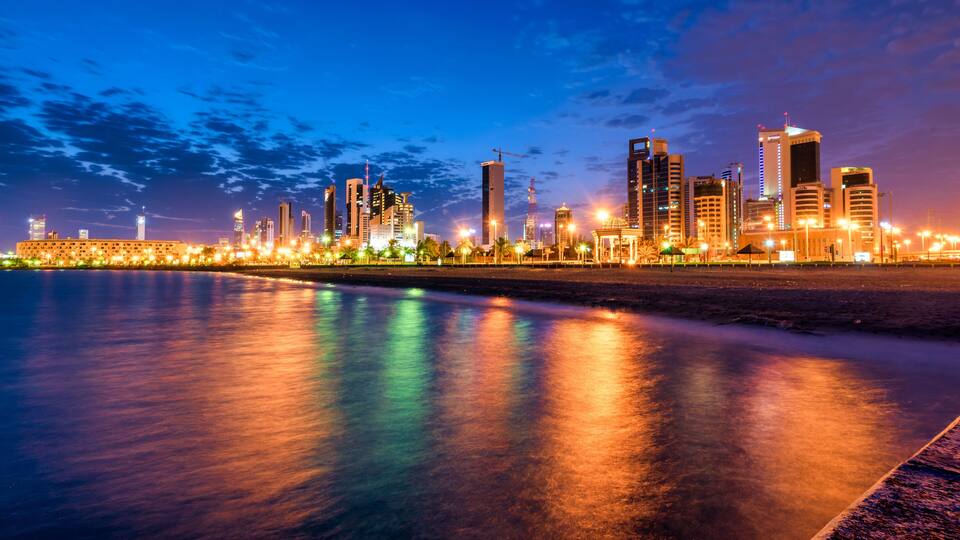 Beautiful shot of the Shuwaikh Beach Dreams Blue Hour