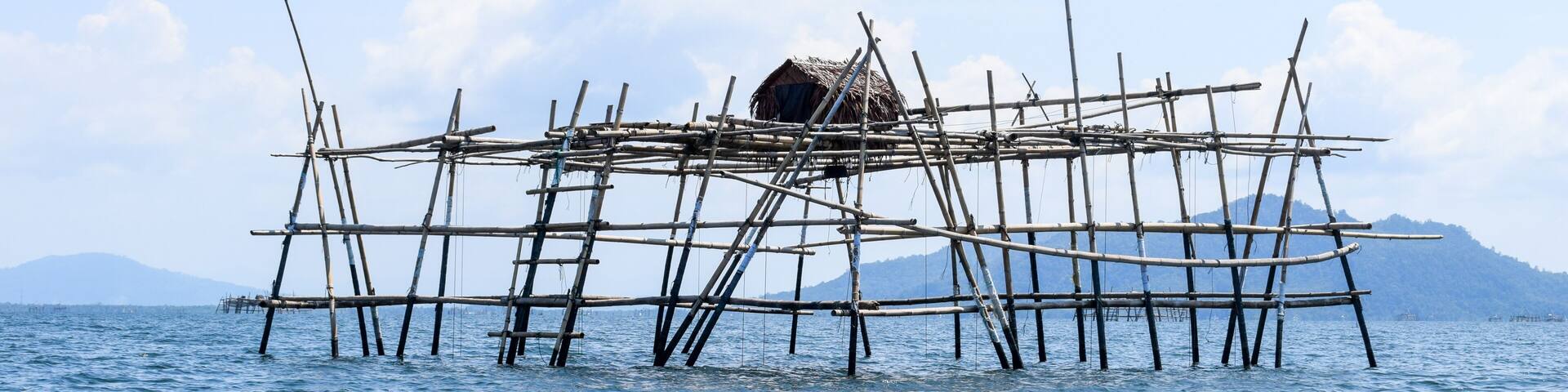 Sibolga Traditional Fishing Structure Built with Bamboo in the Sea