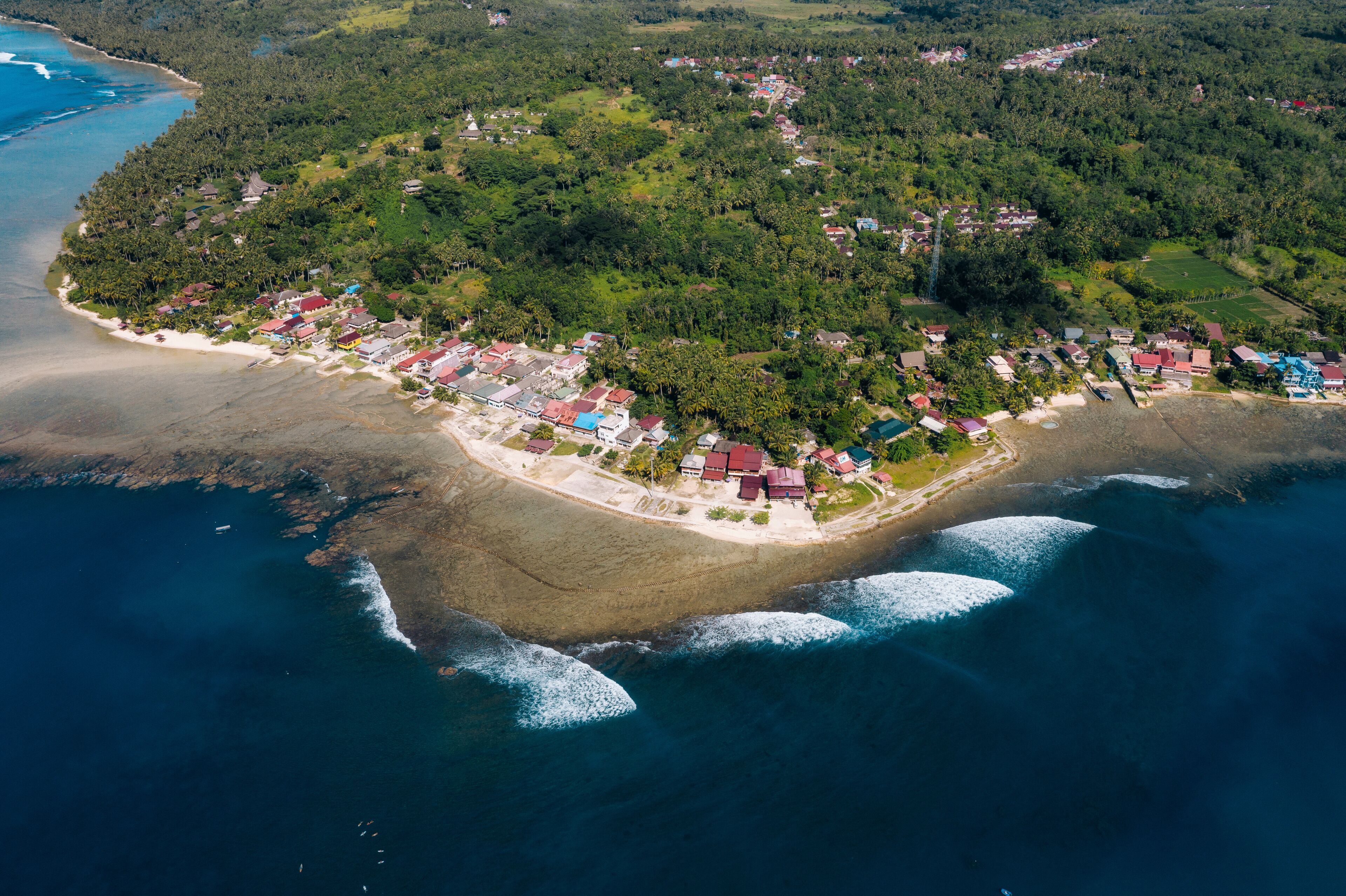 Aerial view of Sorake beach, Nias, Indonesia