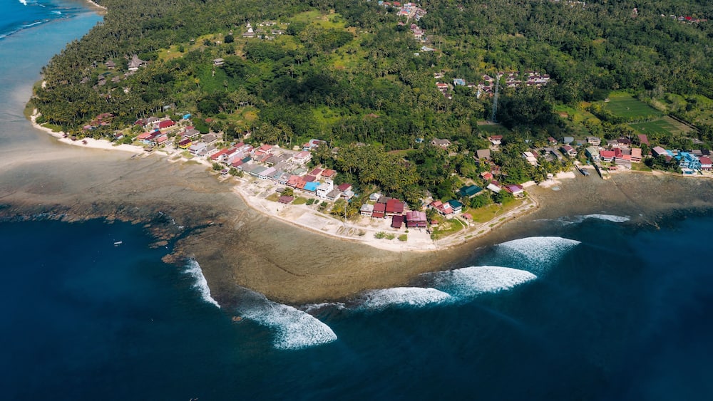 Aerial view of Sorake beach, Nias, Indonesia