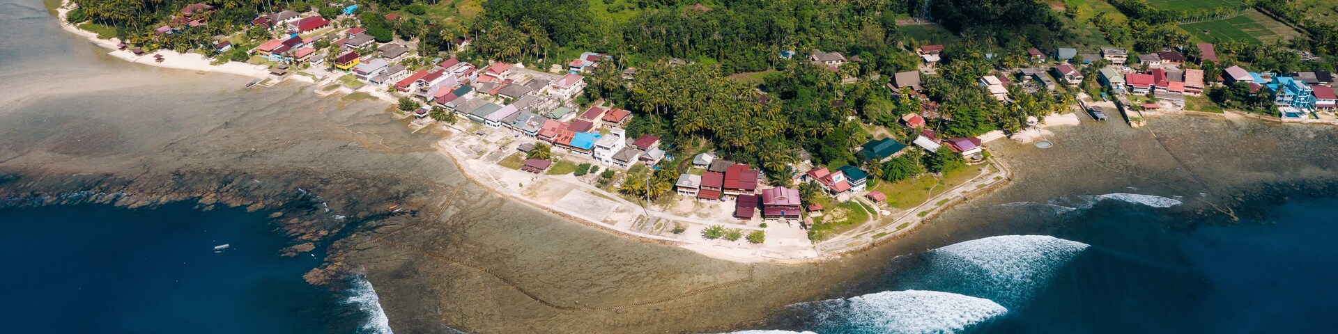 Aerial view of Sorake beach, Nias, Indonesia