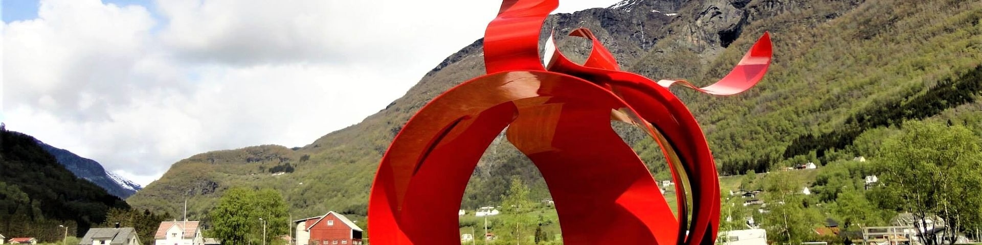 “Jonsok” Sculpture by Kati Casida.
'The overlay of circles symbolizes the strong bonds that connect generations of Norwegian emigrants to America to their roots and to their family members who stayed behind. The flames represent energy and search for the new as they dissolve into the vast emptiness of the sky.'
#Patterns #LifeatExpedia #Red
Skjolden, Norway. #Parks