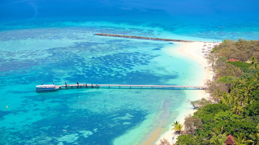New Caledonia which includes colorful reefs and a beach