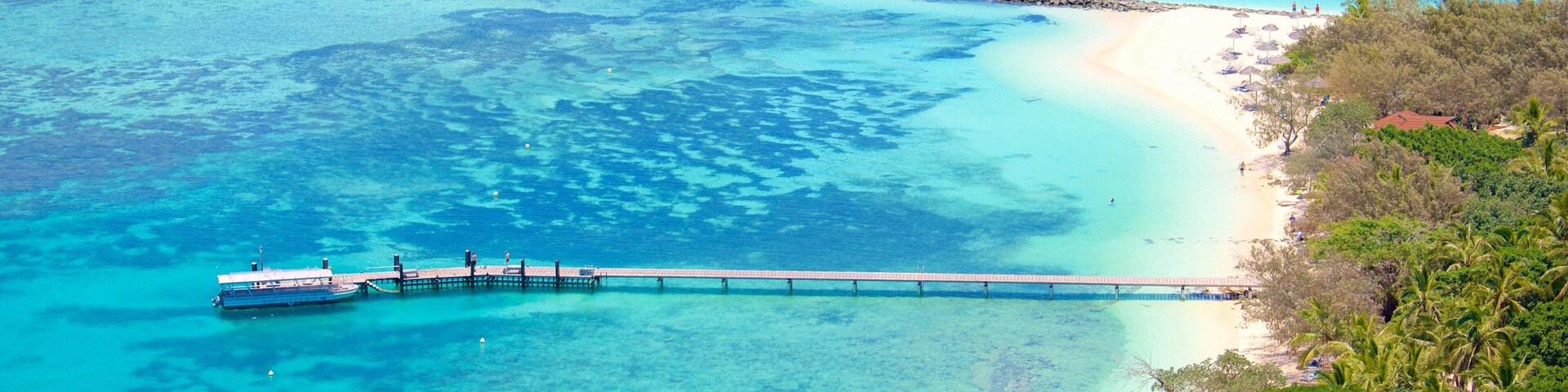 New Caledonia which includes colorful reefs and a beach