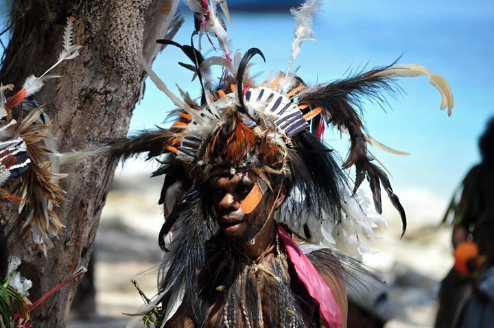 Local Tribal garb in Doini Island.