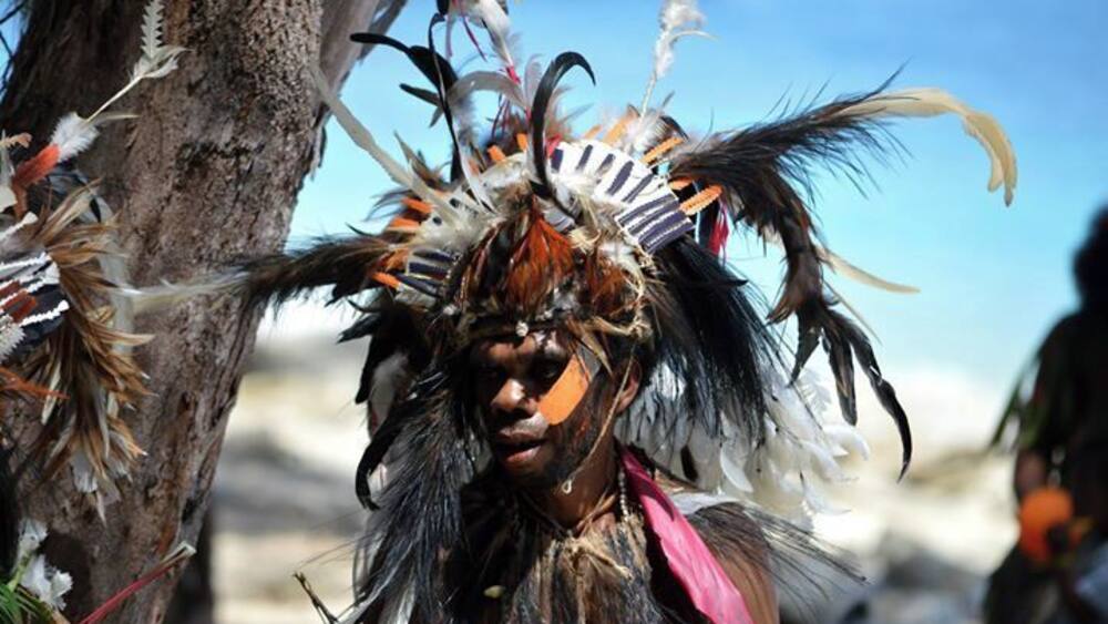 Local Tribal garb in Doini Island.