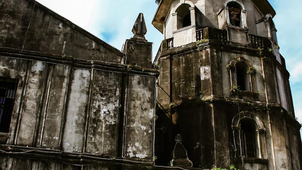 The belfry of Our Lady of Candelaria Parish Church in Silang, Spanish colonial style, first built in 1585, Cavite Province, Luzon island, Philippines. National Cultural Treasure.