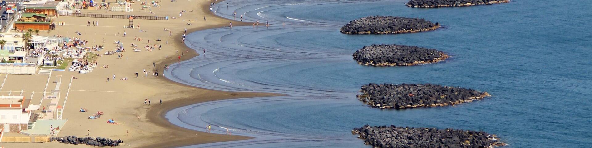 Procida beach and Capo Miseno Lighthouse, Naples