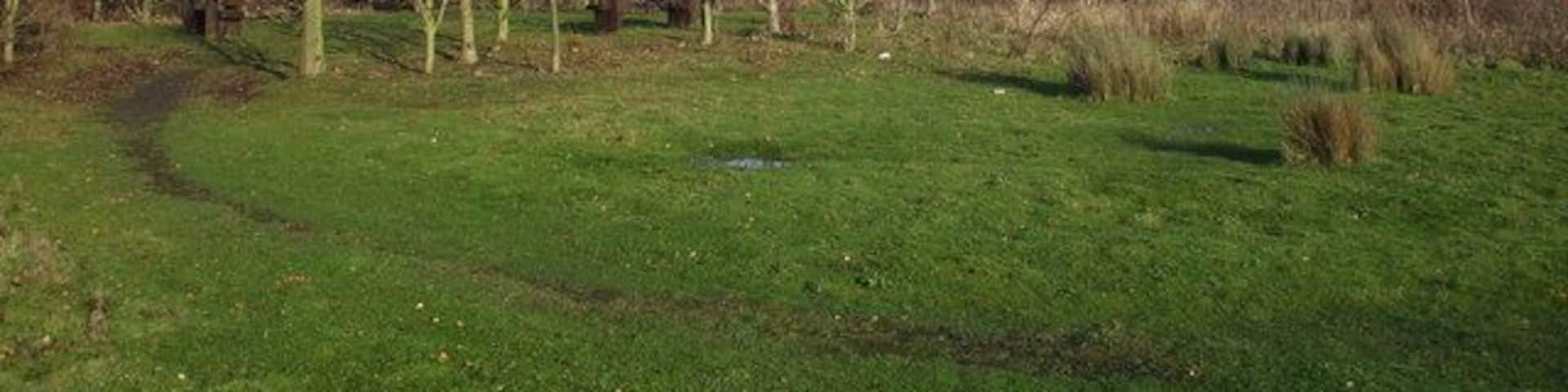 Benches & footpath on top of the mound, Ince