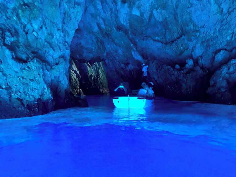 Like Italy - Croatia has a blue cave too. Having been to both - this one is definitely quieter. There is a cue, but it’s on land... I will say it’s a decent ride from split though with a tour and the boat is really choppy! Still - all in all was an excellent tour!