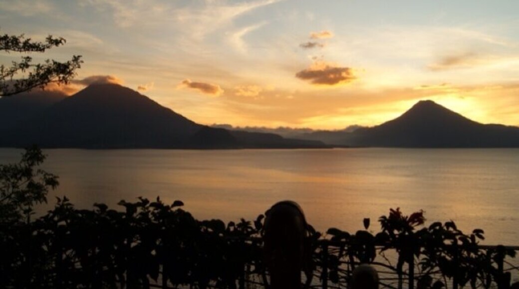 View from our villa deck at this super-luxe hotel in the stunning lake Atitlan in Guatemala. We are certain we have never had a more sublime view. Gigantic crater lane surrounded by volcanoes. An ancient Mayan temple at the bottom of the lake. And Frette bathrobes.
