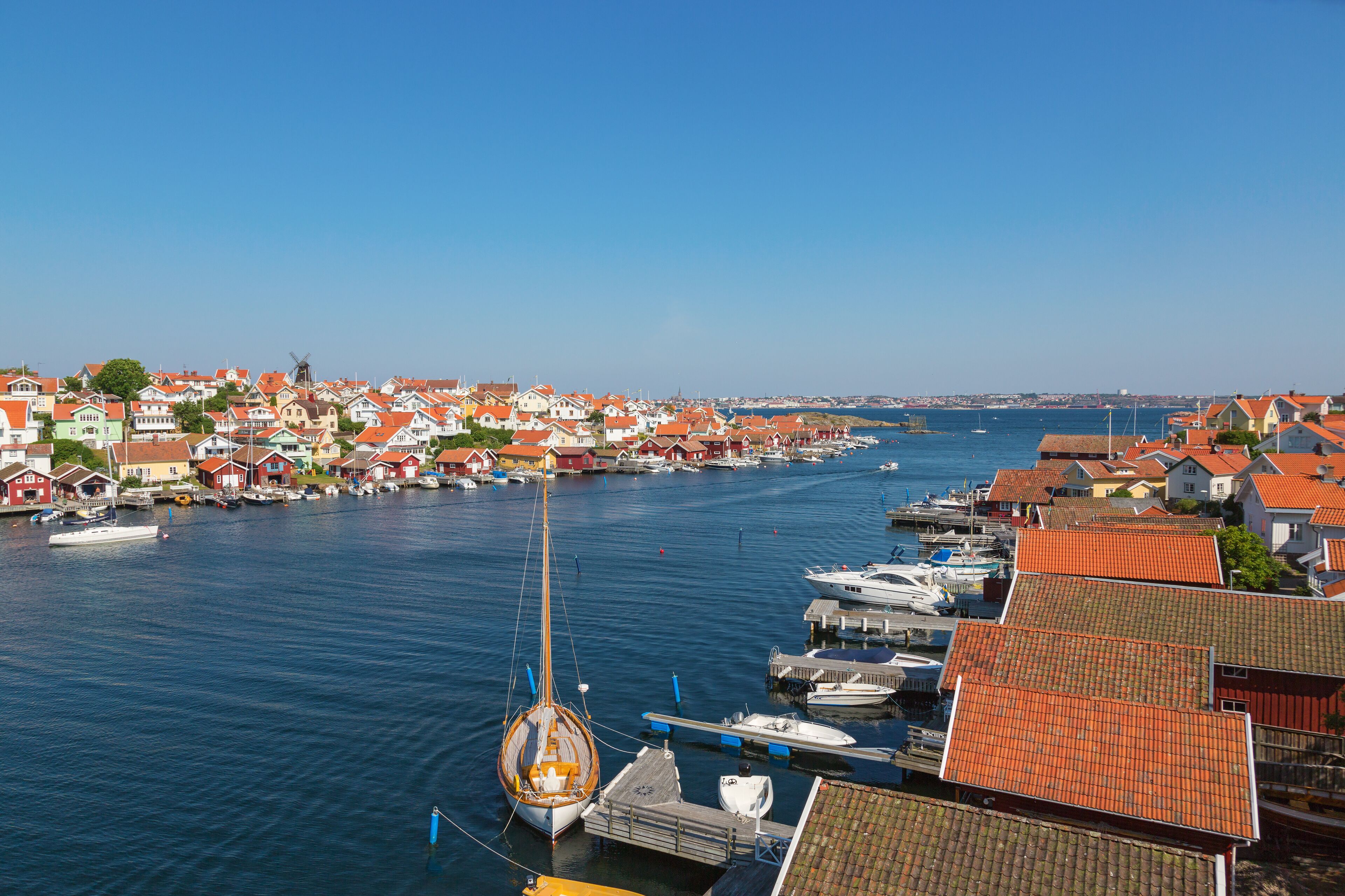 View of a seaside village on the Swedish west coast