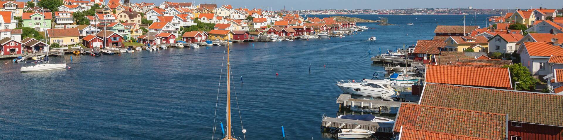 View of a seaside village on the Swedish west coast