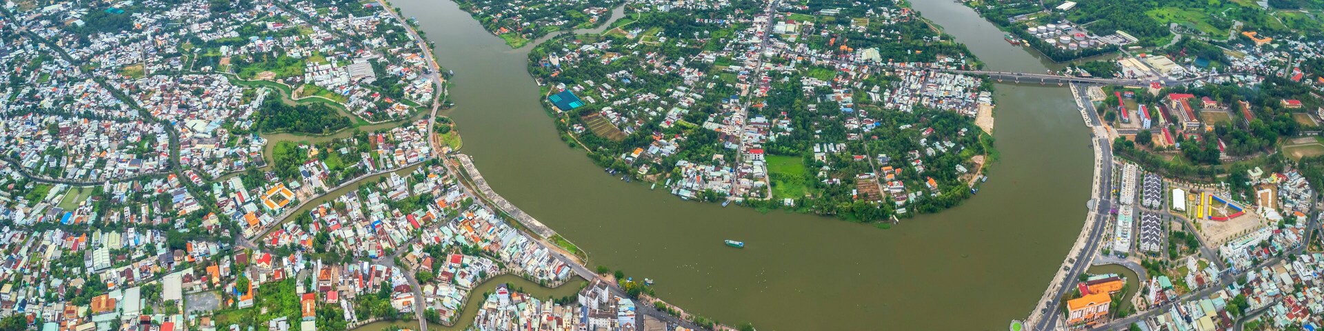 Thu Dau Mot city, Binh Duong Province, Vietnam, aerial view. This is a newly formed city in Southeast region of Vietnam