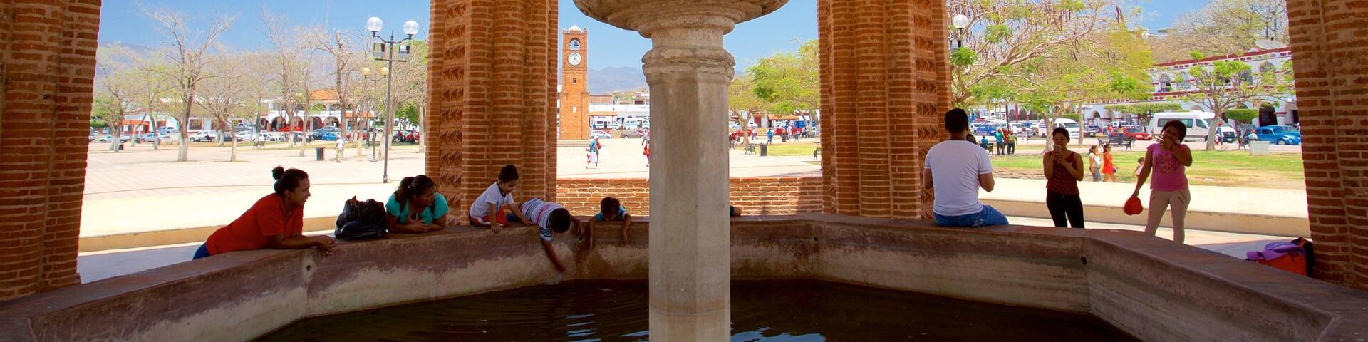 Chiapa De Corzo which includes a fountain and interior views as well as a small group of people