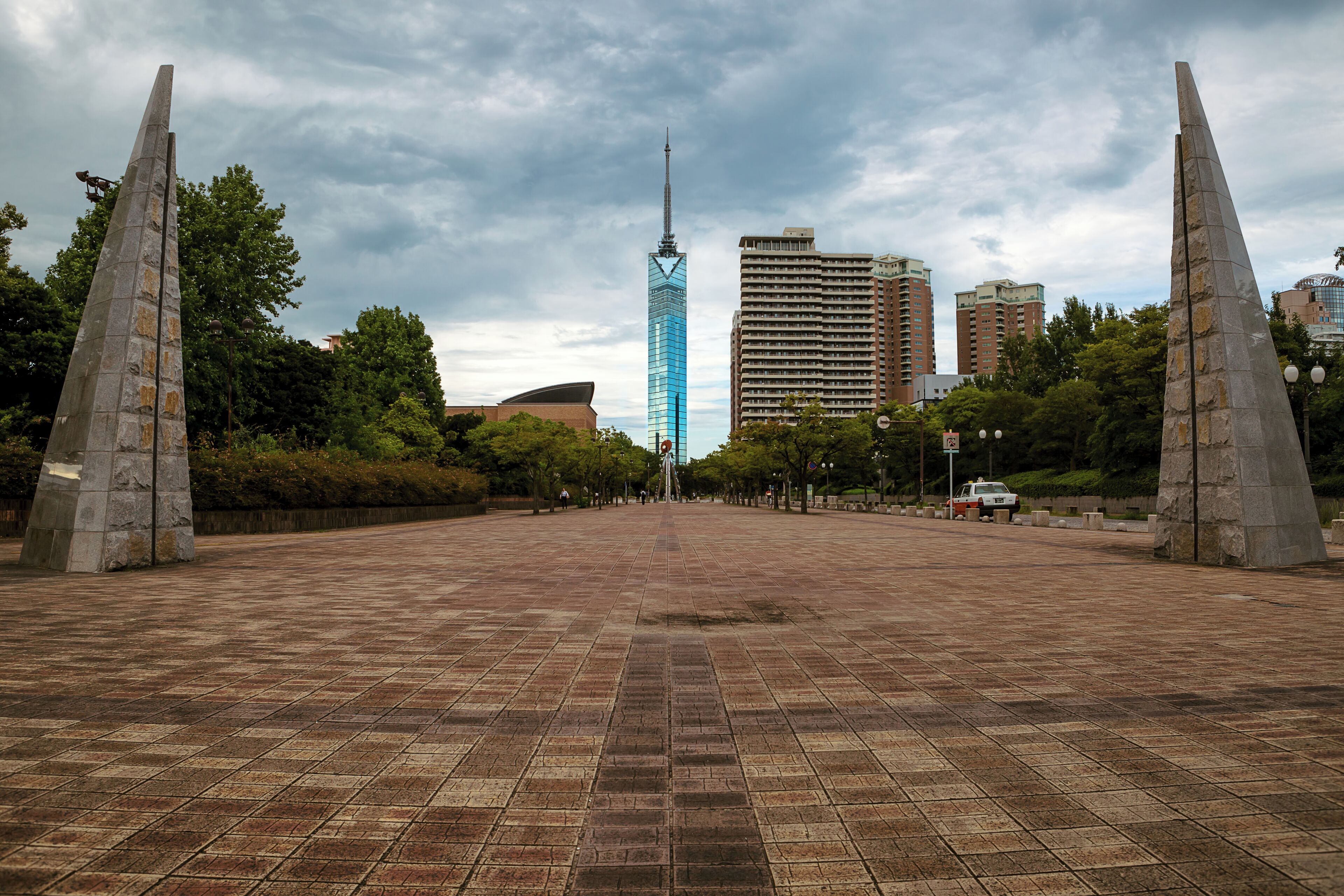 Fukuoka Tower as seen from Sazaesan Street in Fukuoka, Japan. #Asia #Japan #Fukuoka #city #cityscape #street #streetphotography #travel
