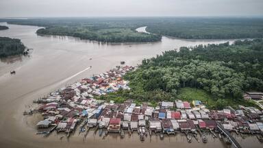 The aerial view of Kuala Sepetang in Malaysia