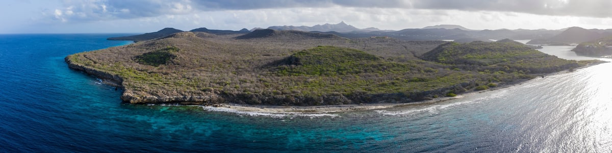 Aerial view over St. Martha bay on the western side of Curaçao/Caribbean /Dutch Antilles