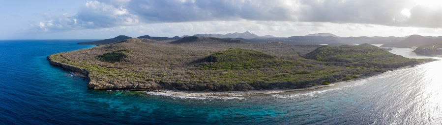 Aerial view over St. Martha bay on the western side of Curaçao/Caribbean /Dutch Antilles