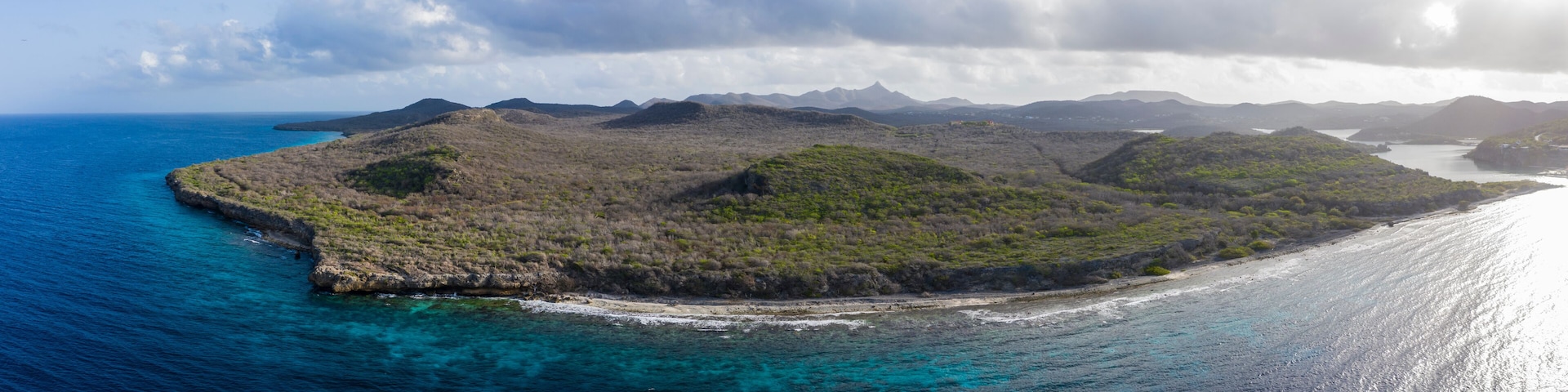 Aerial view over St. Martha bay on the western side of Curaçao/Caribbean /Dutch Antilles