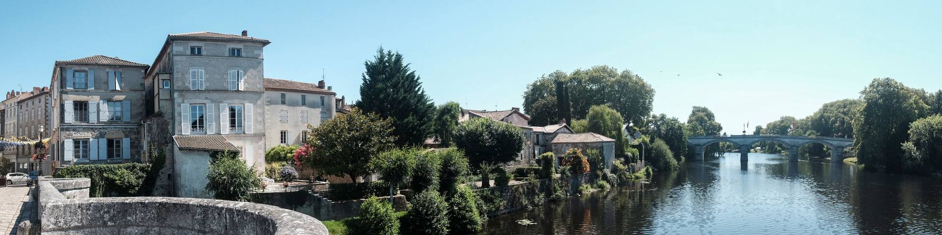 Panoramic view of Confolens sur les rives de la Vienne