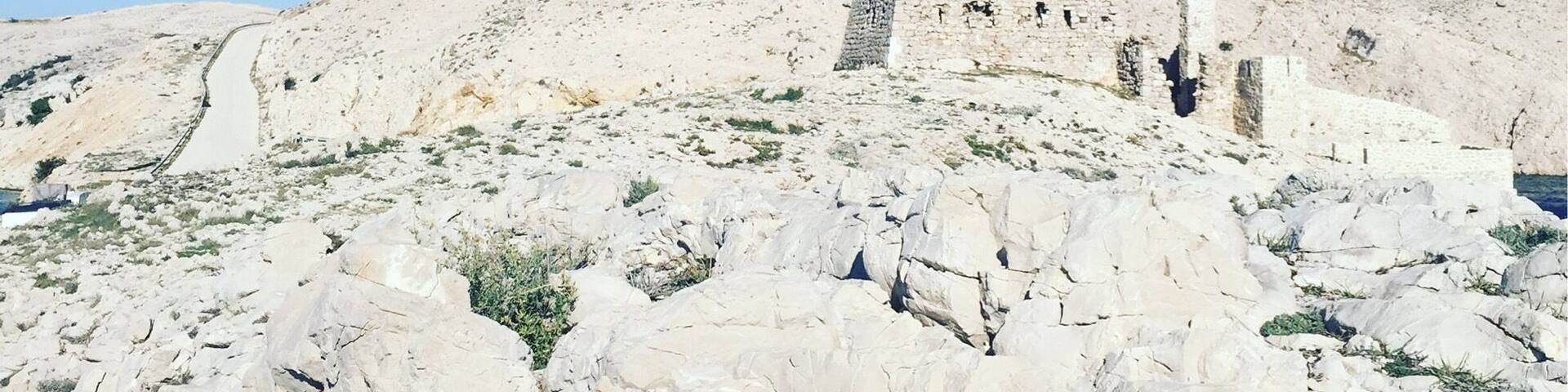 Just driving around the islands off the coast of Croatia. Some ancient castles and more recent WWII cannons dotting the rocky landscape, pointed at the #blue blue sky. #pag #croatia