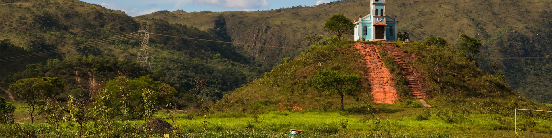 church isolated on the top of the hill on countryside