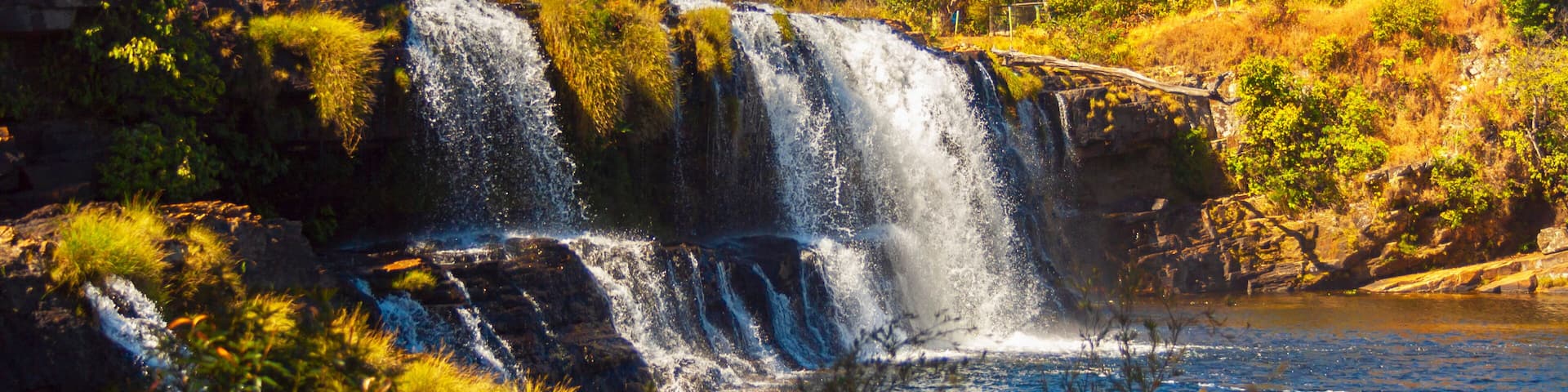 Waterfall in Serra do Cipó, Santana do Riacho, state of Minas Gerais, Brazil. Cachoeira Grande. Beautiful and paradisiac landscape. Preserved park in South America. Natural touristic attraction.
