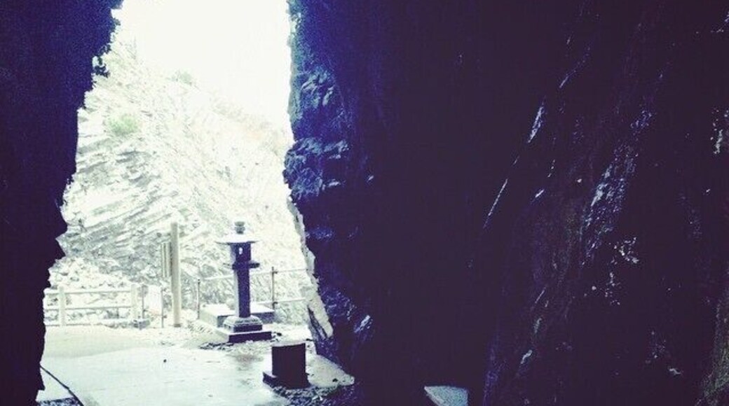 My favorite shrine in Japan. It's in a cave by the sea. Love the countryside.
It's quite difficult to spot but head towards the ocean just north of the Mikuni Aquarium and look for the tori gates and bridges connecting the small rocks just off the shore. Go up the stairs on the left and follow the sidewalk into the cave to see a tiny little shrine. This shrine is small but sweet. Its great to see it on a stormy day when the sea is strong and rough. Very cool.
#shrine #japan #shinto #sea #cave #mikuni #神社 #海 #日本 #三国 #福井 #田舎