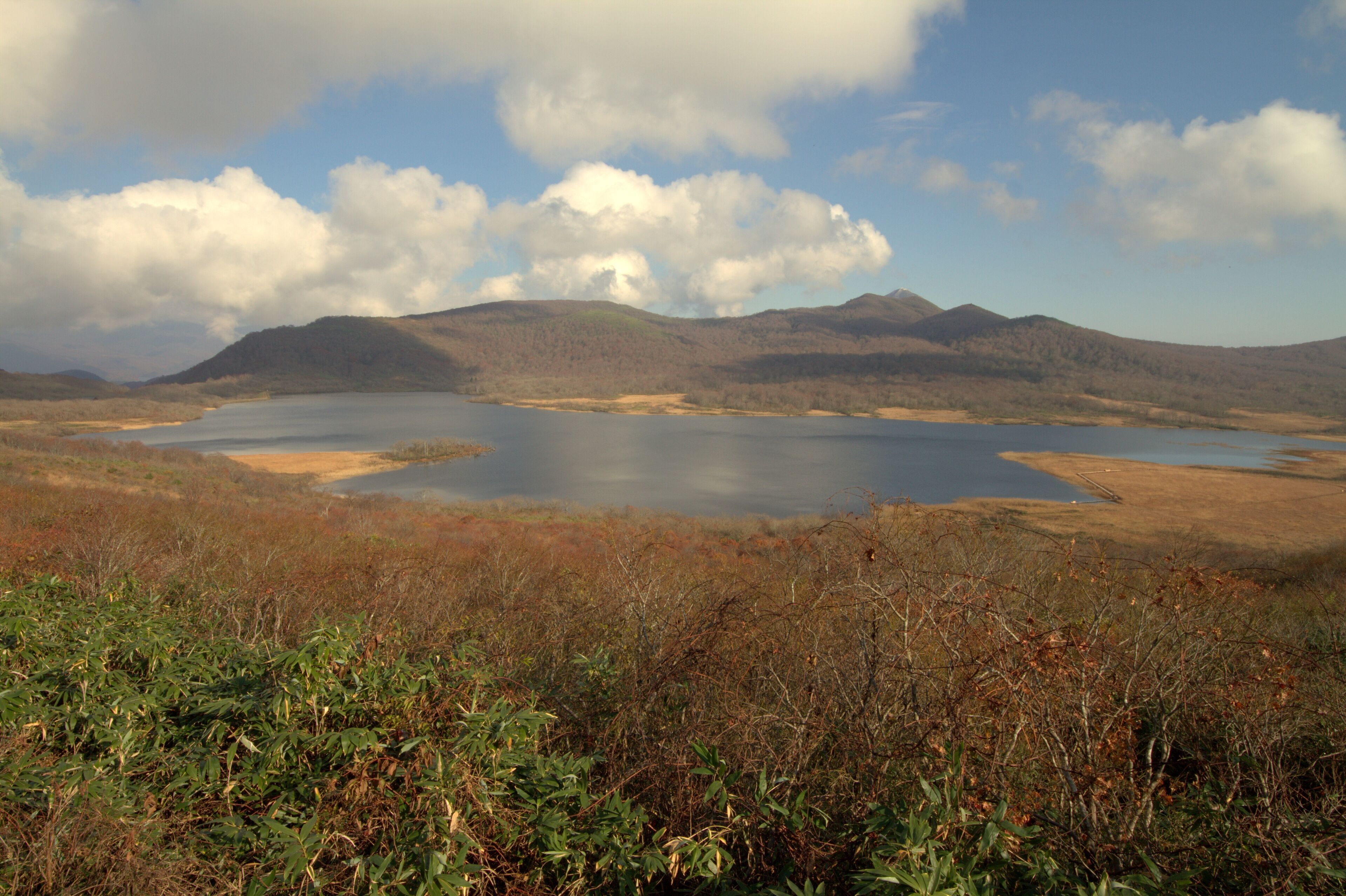 Oguni Pond with Mount Nekomadake (back right), Fukushima Prefecture, Japan.