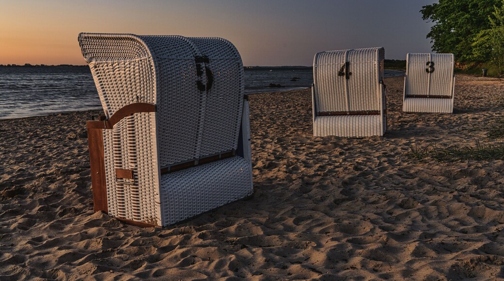 Evening at the Baltic Sea, with Beach chairs and the beach in Zierow, Mecklenburg-Western Pomerania, Germany