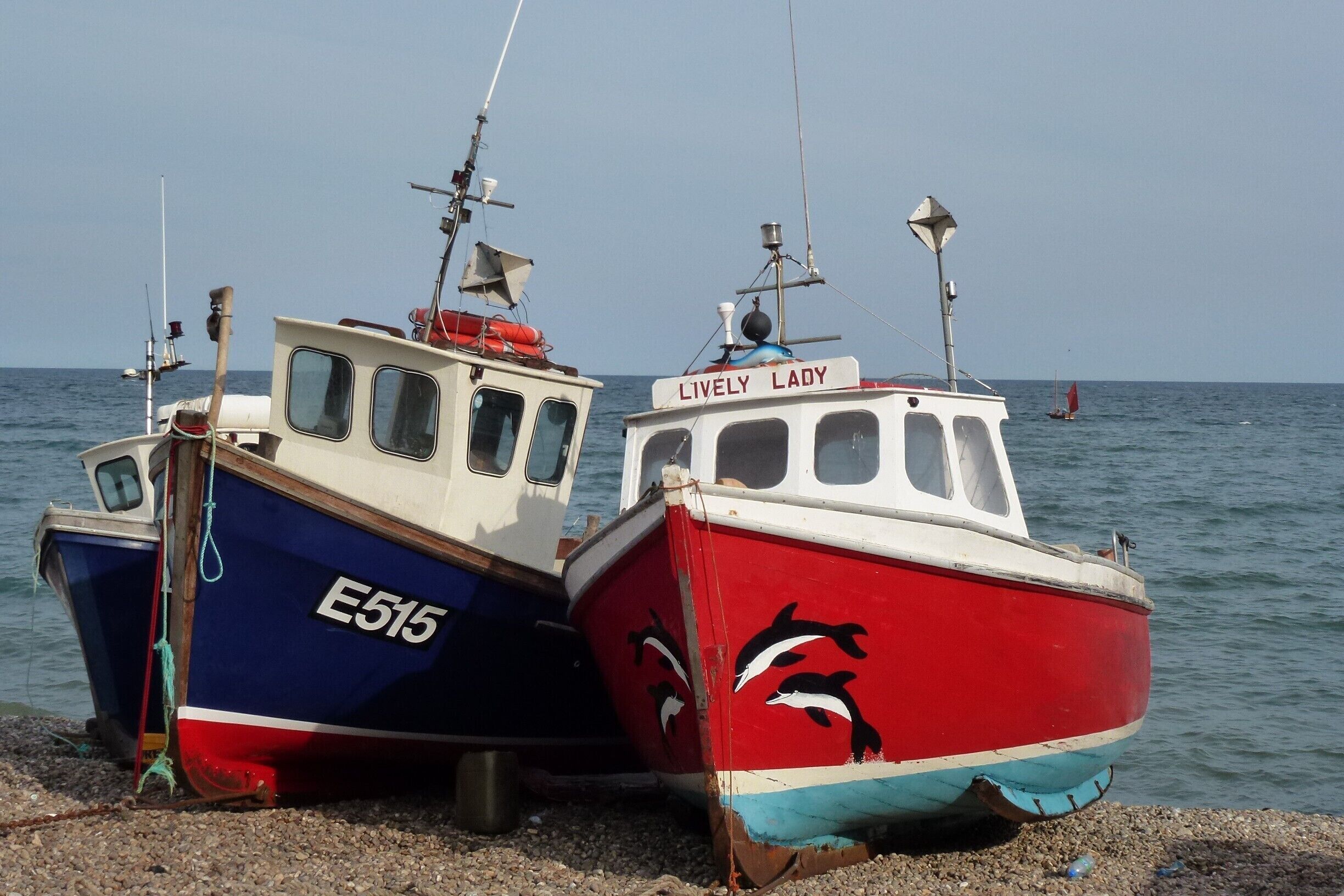 In the charmingly named little South Devon town of Beer, the fishing boats spend the their rest time on the pebbled beaches. We watched as they were hauled up to the shore.