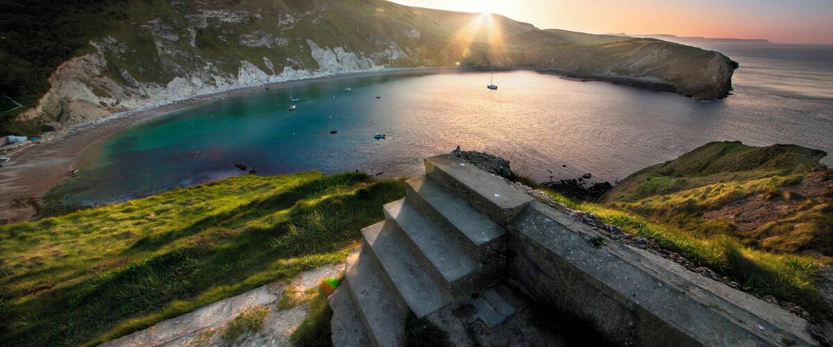 Found these old derelict stairs on top of a cliff that go nowhere !! beautiful morning at Lulworth Cove over the weekend !! Such a serene part of the world !