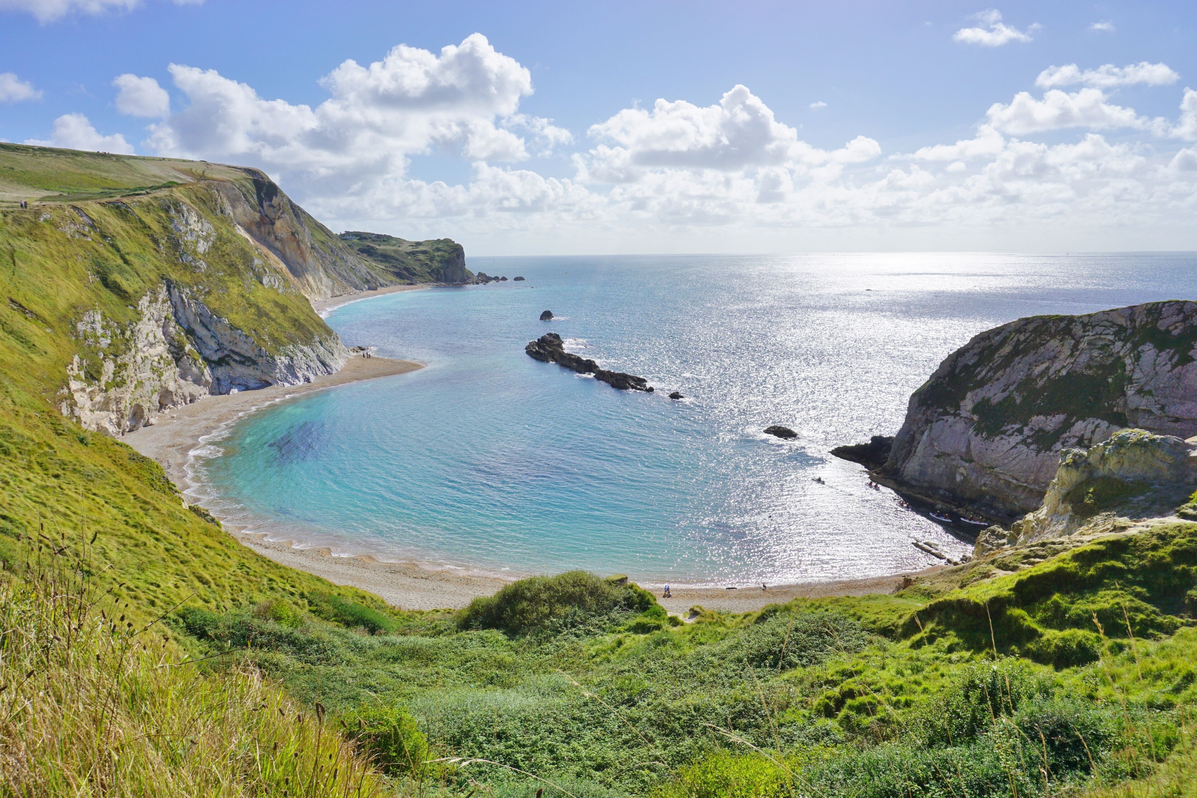 Lulworth Cove on the English Jurassic Coast in Dorset, England