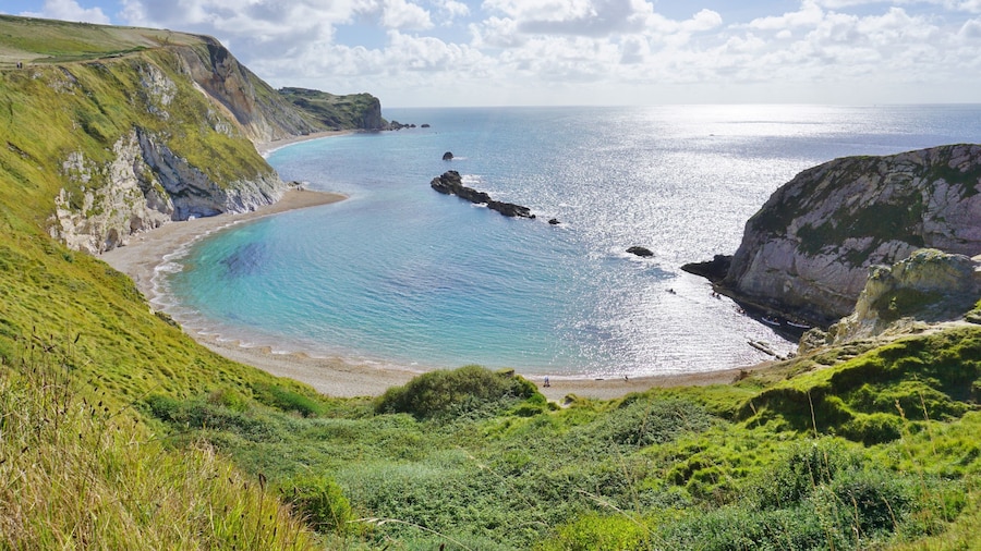 Lulworth Cove on the English Jurassic Coast in Dorset, England