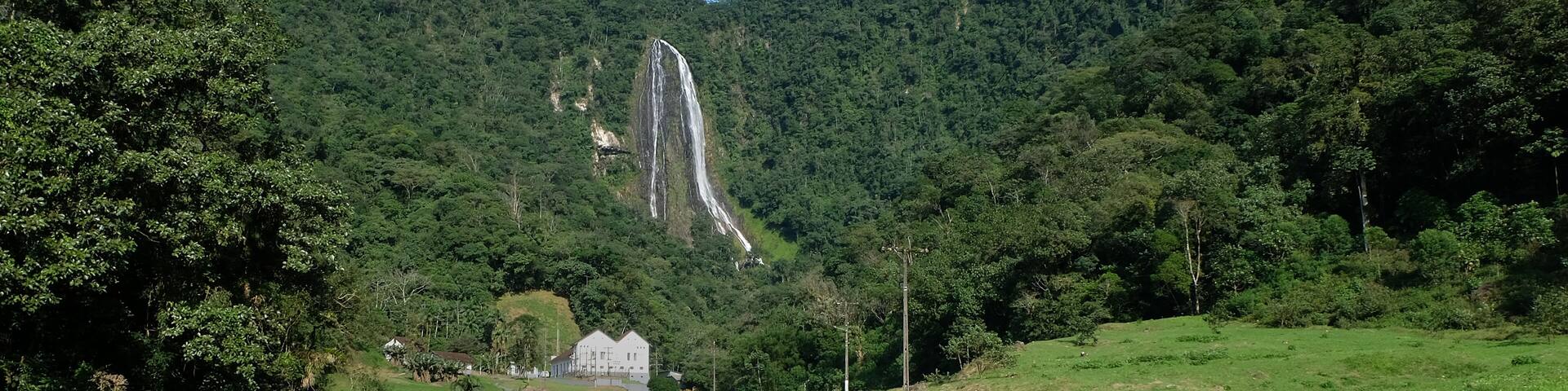Waterfall at the old Pirai Electric Power Plant in Joinville, Santa Catarina, Brazil.