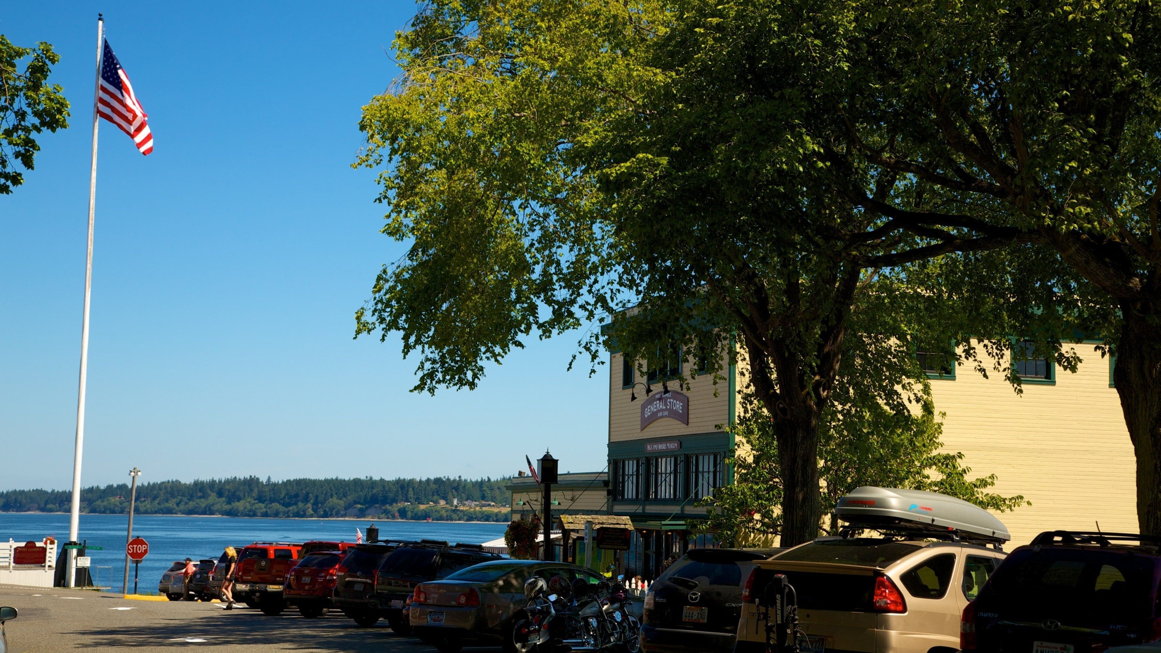 Port Gamble showing street scenes and a coastal town