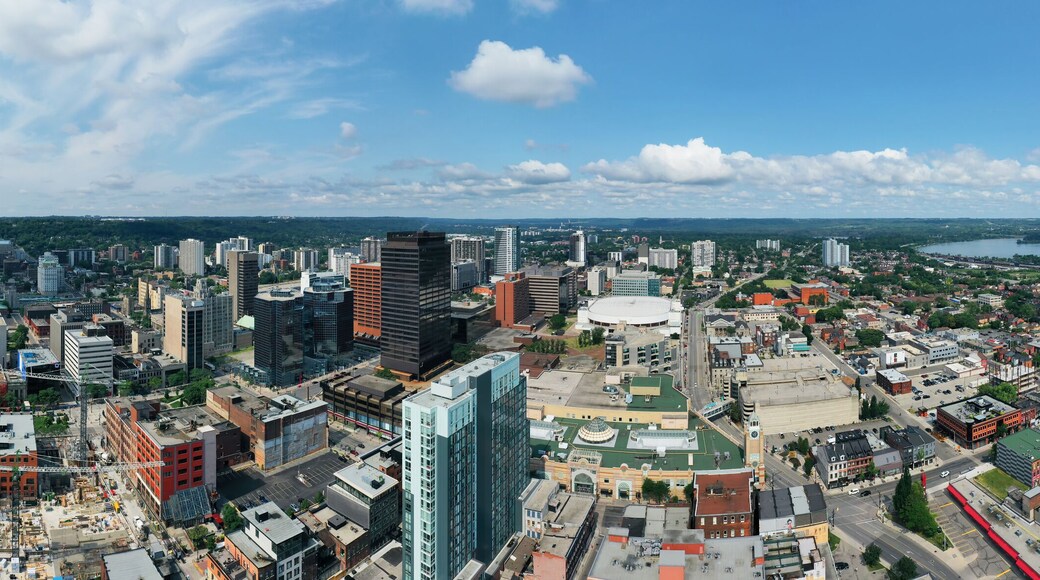 Aerial panorama of Hamilton, Ontario, Canada city center