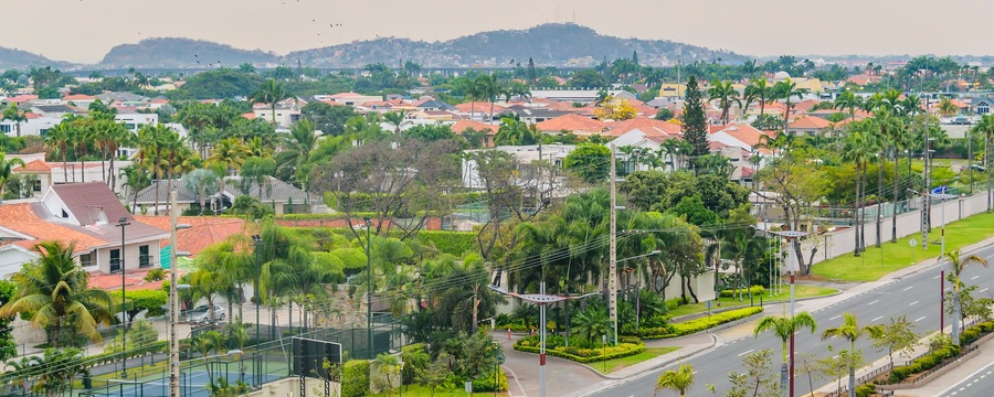 Samborondon avenue aerial view, samborondon, ecuador