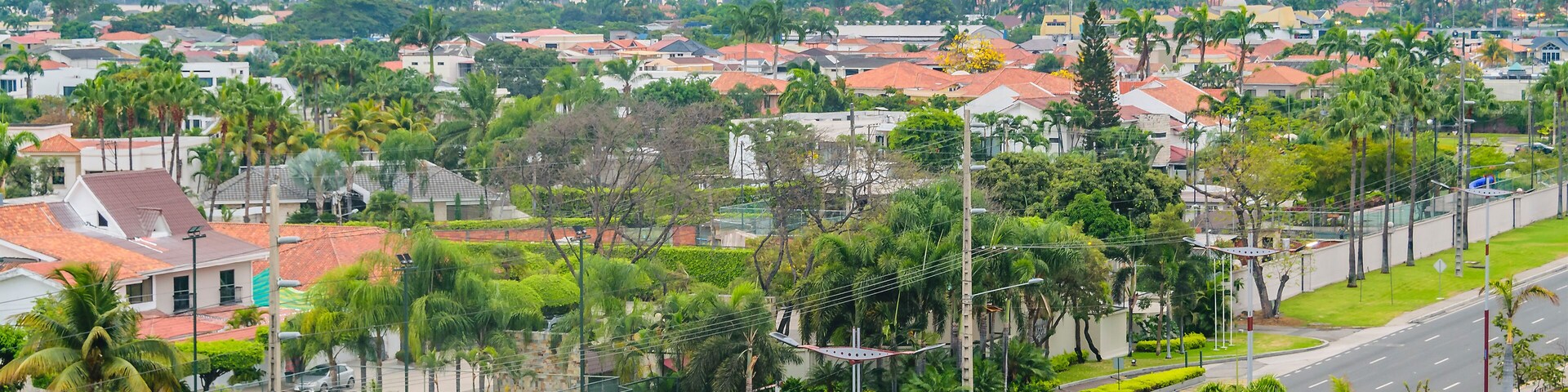 Samborondon avenue aerial view, samborondon, ecuador