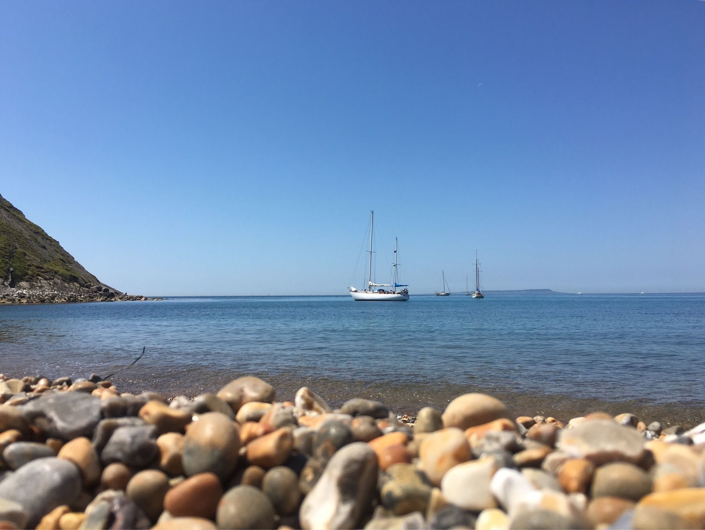 It's not Greece, is England indeed.  Worbarrow beach, Dorset, a half mile walk from Tyneham leads you to this paradise!