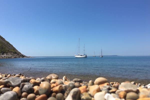 It's not Greece, is England indeed. Worbarrow beach, Dorset, a half mile walk from Tyneham leads you to this paradise!