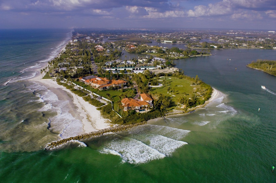 aerial view of naples florida gordon pass inlet and luxury waterfront homes; Shutterstock ID 3315898