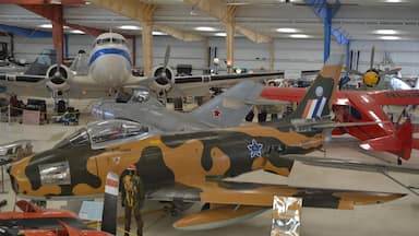 A Canadair Sabre Mk. VI (and lots of other airplanes) seen from the viewing gallery at the War Eagles Air Museum.