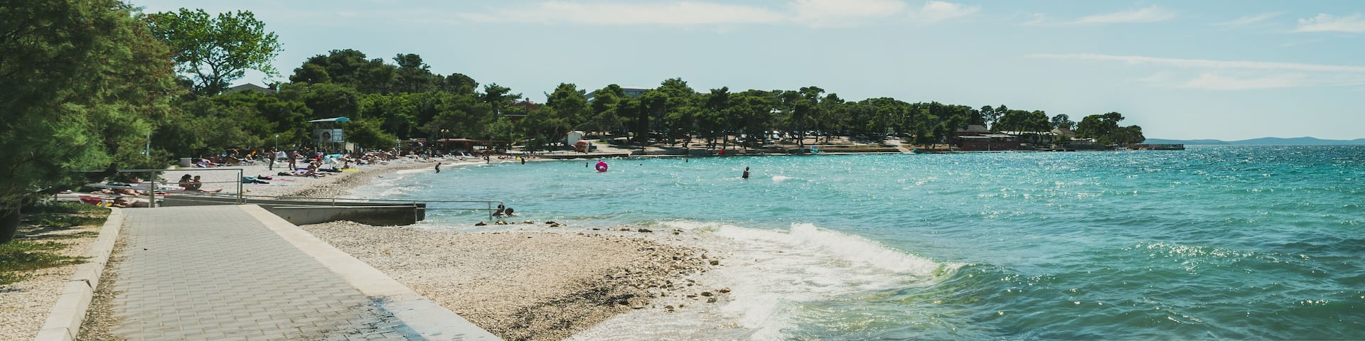 Panoramic shot of a beach in Petrcane, Croatia