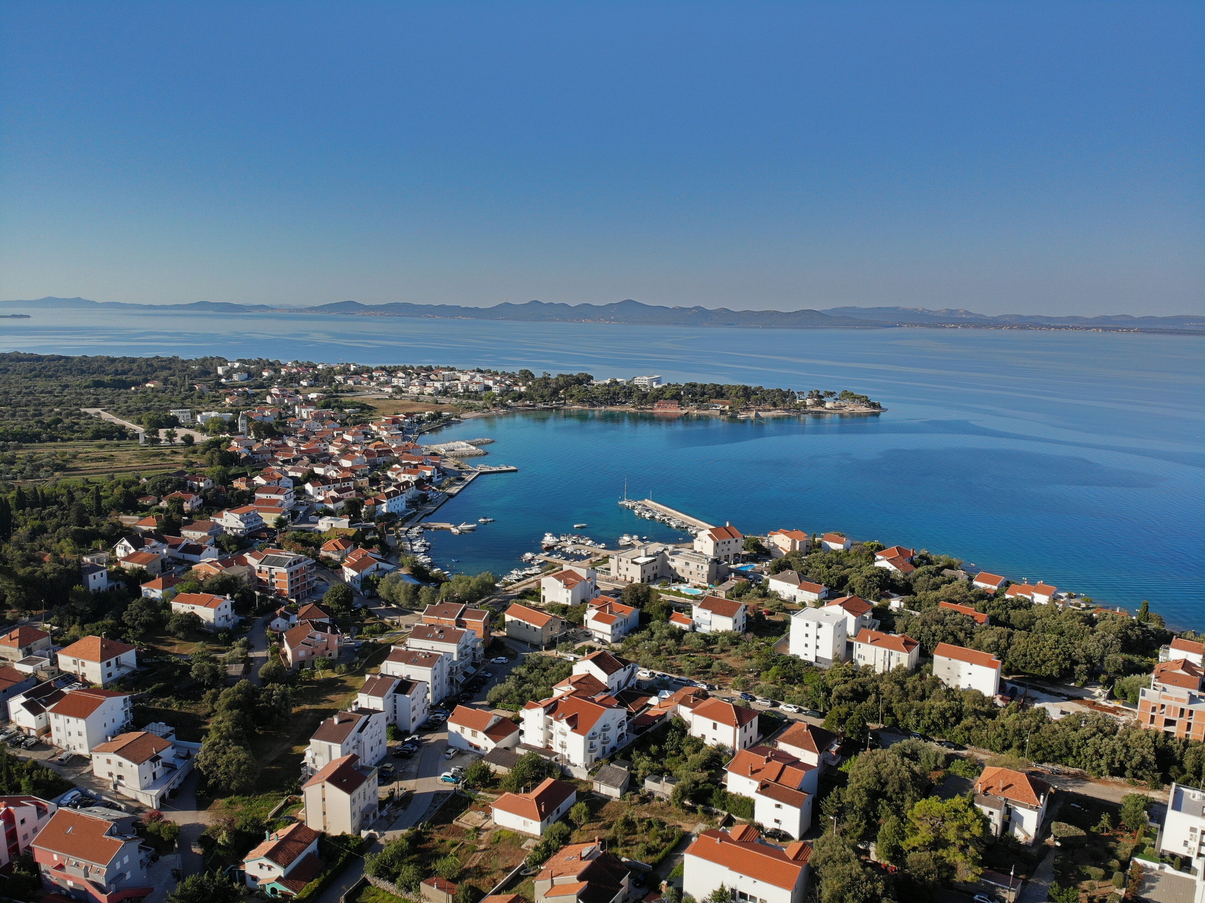 Petrčane near zadar aerial view on city, famous touristic spot