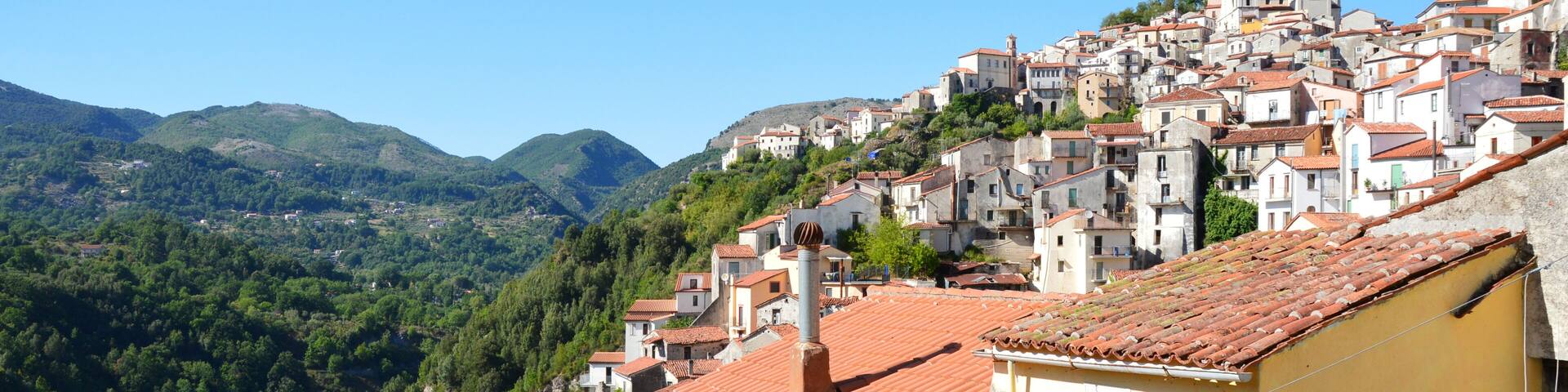 Shot of Landscape of Rivello, a village in the Basilicata region in Italy.