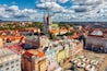 Ban Jelacic Square. Aerial view of the central square of the city of Zagreb. Capital city of Croatia. Image
