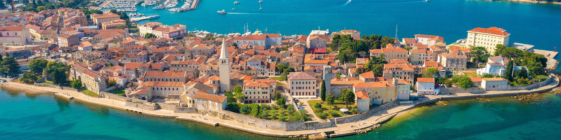 Aerial view of Porec town, Istra, Croatia